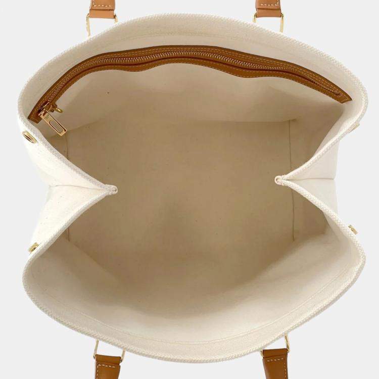 Pre Owned Celine Horizontal Cabas Natural/Brown Canvas Leather