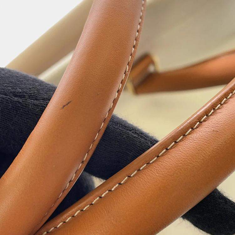 Pre Owned Celine Horizontal Cabas Natural/Brown Canvas Leather