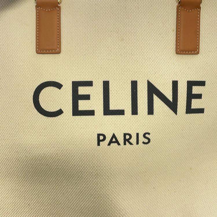 Pre Owned Celine Horizontal Cabas Natural/Brown Canvas Leather