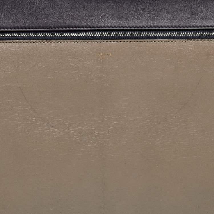 Pre Owned Celine Edge Large Purple/Grey Leather Top Handle Bag