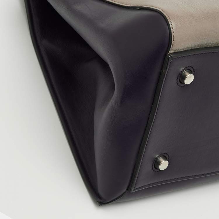 Pre Owned Celine Edge Large Purple/Grey Leather Top Handle Bag