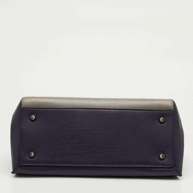 Pre Owned Celine Edge Large Purple/Grey Leather Top Handle Bag
