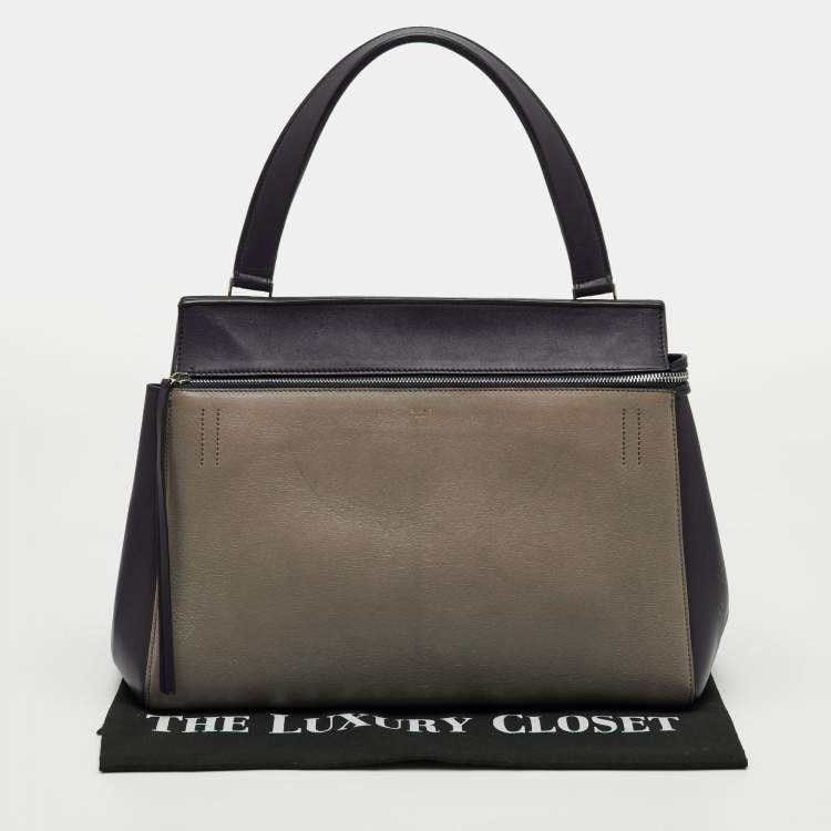 Pre Owned Celine Edge Large Purple/Grey Leather Top Handle Bag
