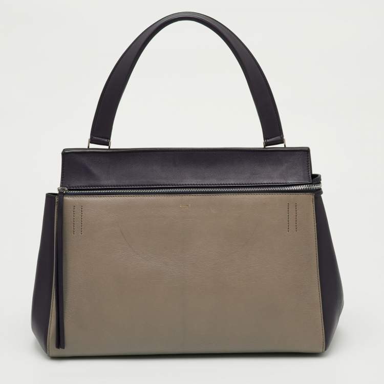 Pre Owned Celine Edge Large Purple/Grey Leather Top Handle Bag