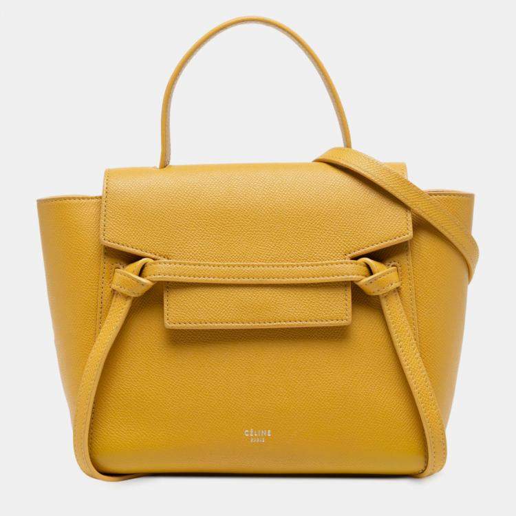 Pre Owned Celine Yellow Nano Grained Calfskin Belt Bag