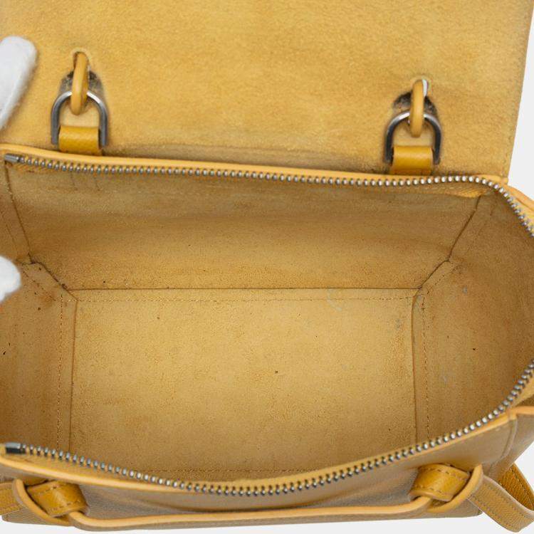 Pre Owned Celine Yellow Nano Grained Calfskin Belt Bag