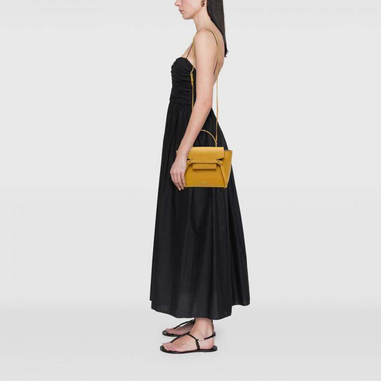 Pre Owned Celine Yellow Nano Grained Calfskin Belt Bag