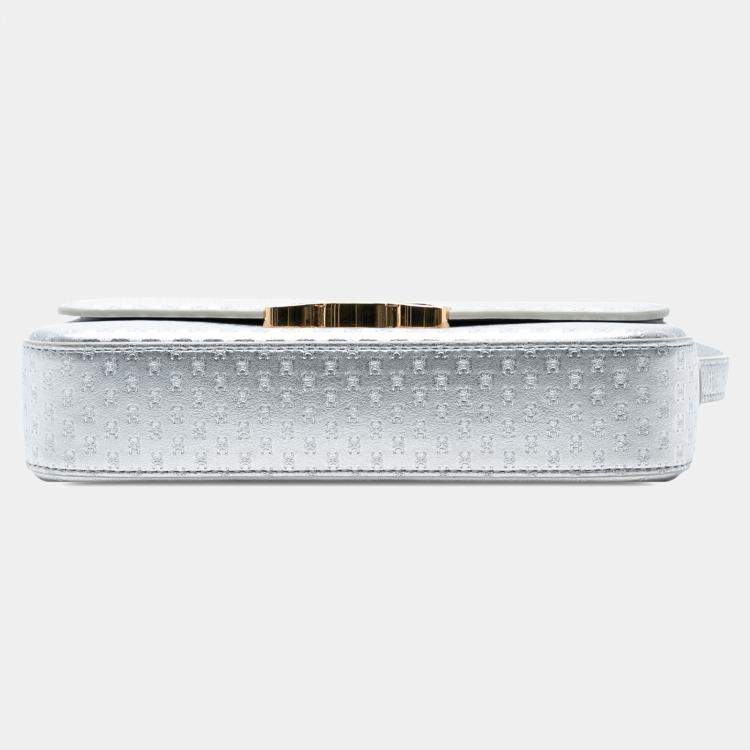 مملوكة مسبقًا Celine Silver Triomphe All Over Laminated Calfskin Claude Shoulder Bag