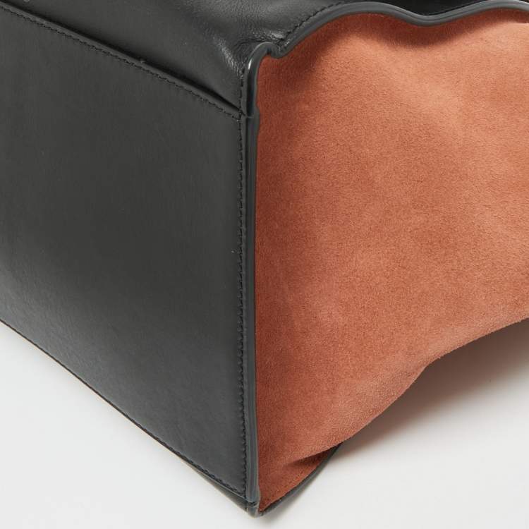 Pre Owned Celine Trapeze Medium Tricolor Leather and Suede Top Handle Bag