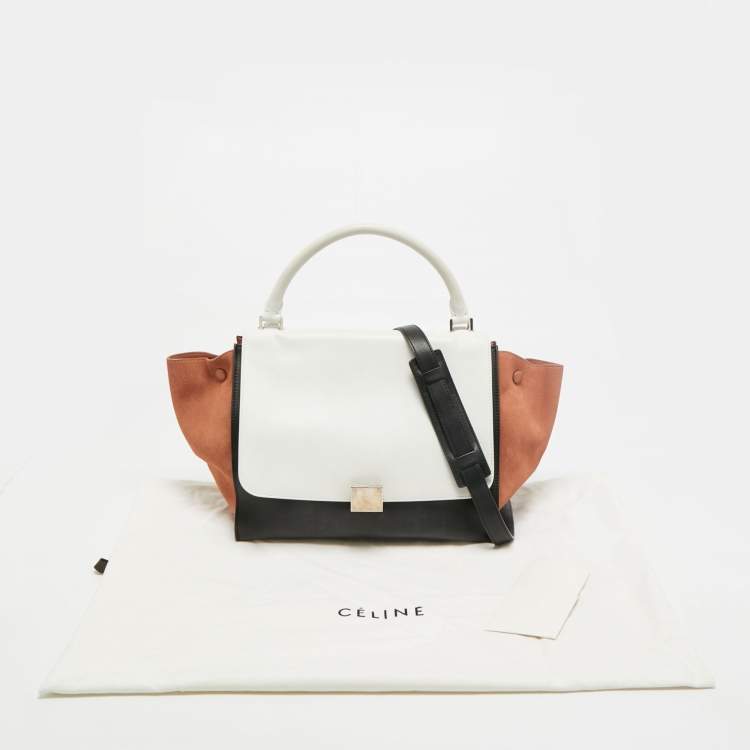 Pre Owned Celine Trapeze Medium Tricolor Leather and Suede Top Handle Bag