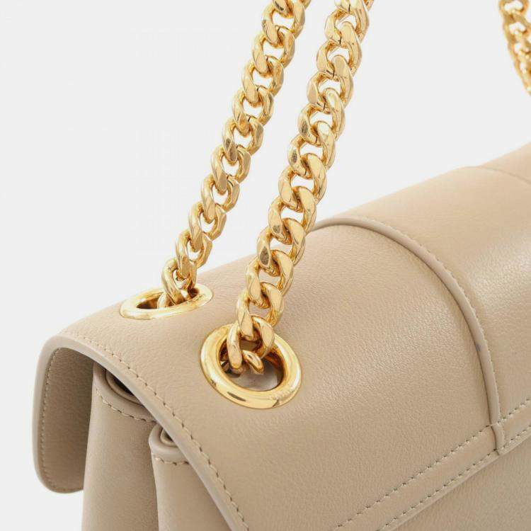 Pre Owned Celine Victoire Medium Shoulder Bag Leather Beige