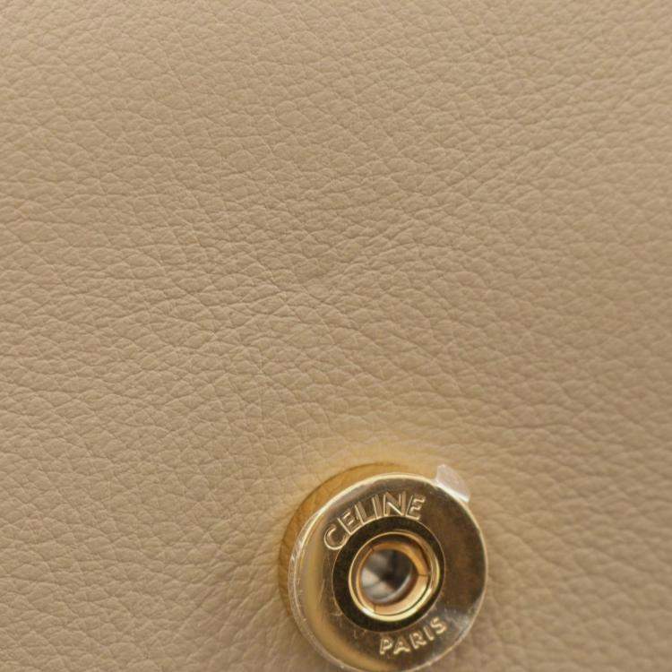 Pre Owned Celine Victoire Medium Shoulder Bag Leather Beige