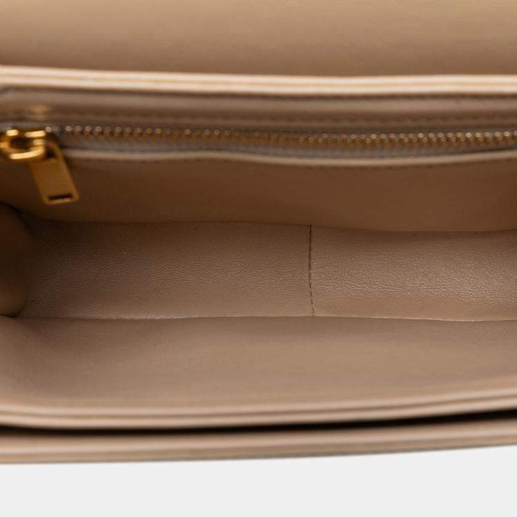 Pre Owned Celine Beige Teen Shiny Calfskin Triomphe Crossbody