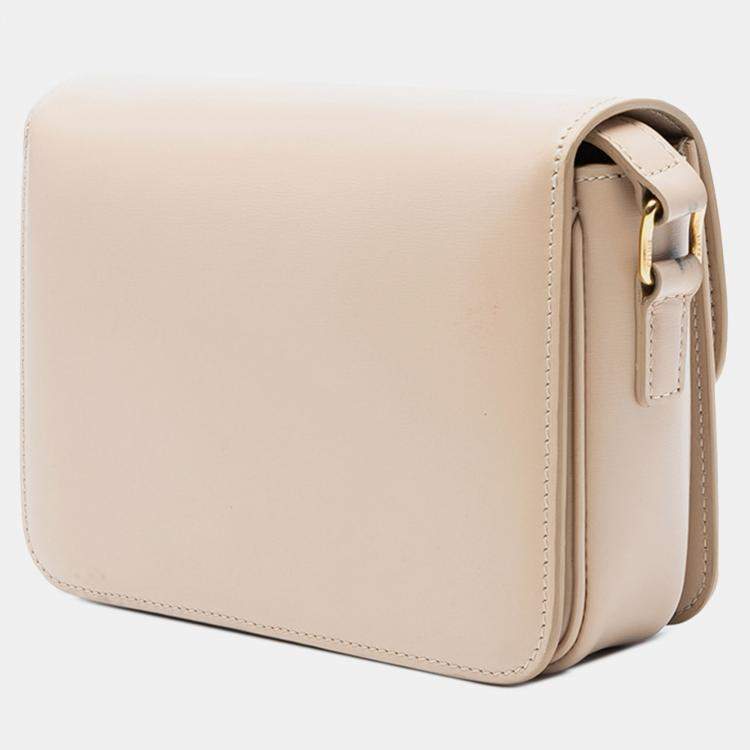 Pre Owned Celine Beige Teen Shiny Calfskin Triomphe Crossbody