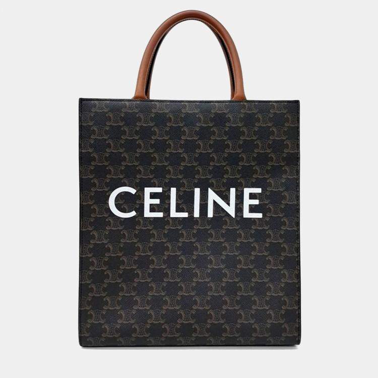 Pre Owned Celine Brown PVC Triumph Cabas Vertical Small