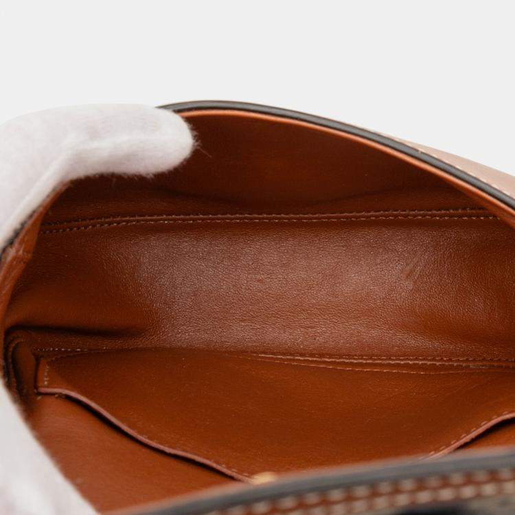 Pre Owned Celine Blue Brown Small Maillon Triomphe Jacquard and Calfskin Crecy Crossbody