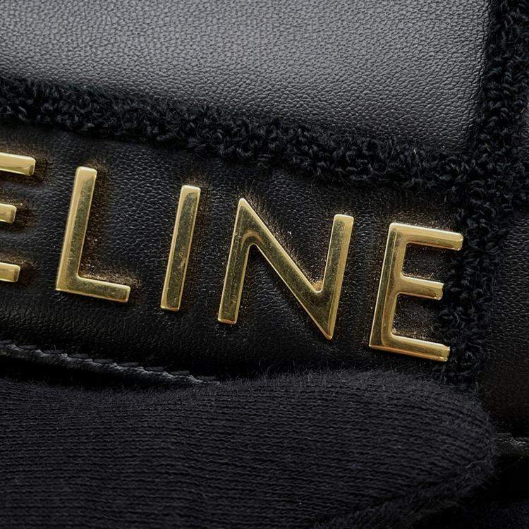 Pre Owned Celine Mono Chrome Chain shoulder Bag Black Leather