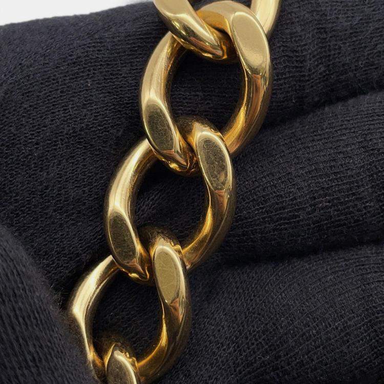 Pre Owned Celine Mono Chrome Chain shoulder Bag Black Leather