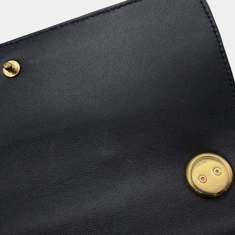 Pre Owned Celine Mono Chrome Chain shoulder Bag Black Leather