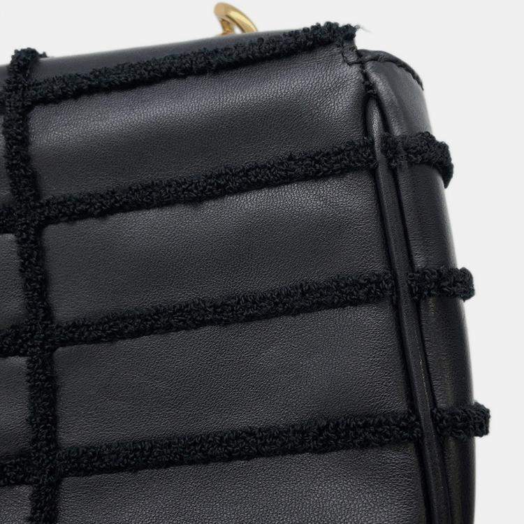 Pre Owned Celine Mono Chrome Chain shoulder Bag Black Leather