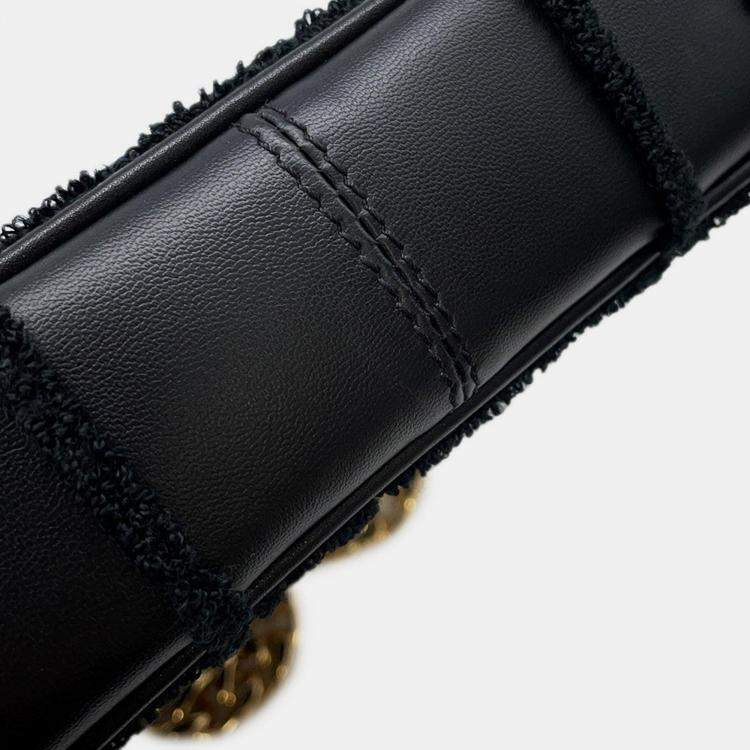 Pre Owned Celine Mono Chrome Chain shoulder Bag Black Leather