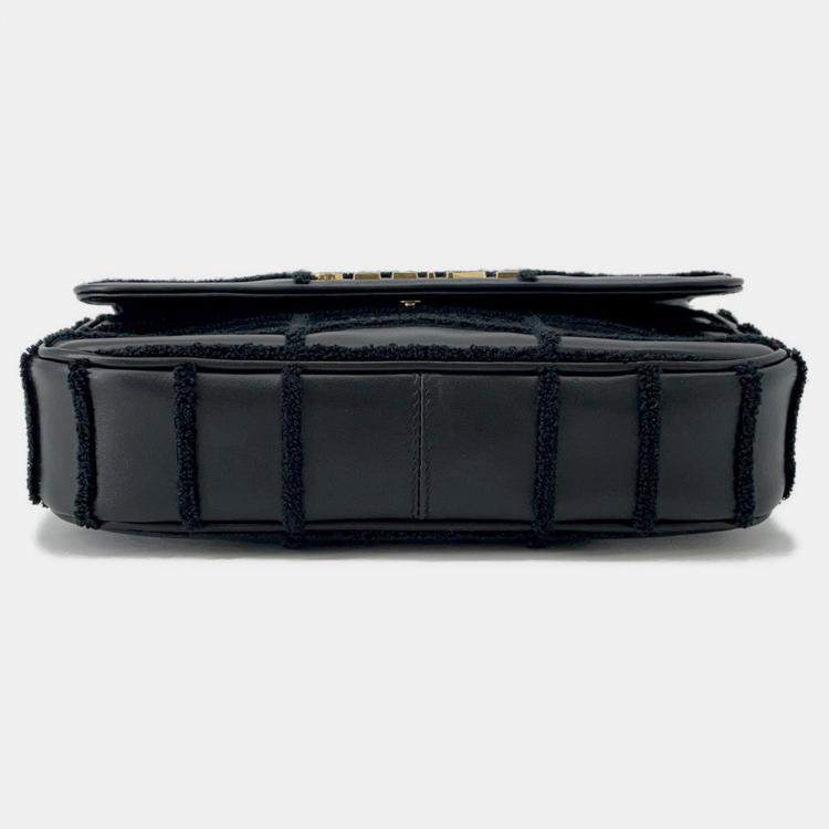 Pre Owned Celine Mono Chrome Chain shoulder Bag Black Leather