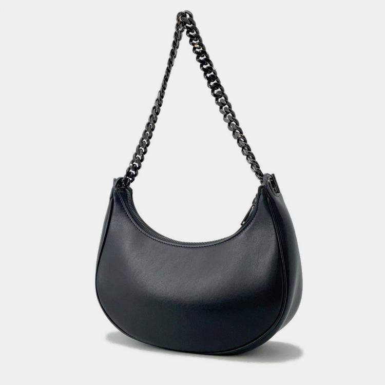 Pre Owned Celine Ava Chain One Shoulder Bag Black Leather