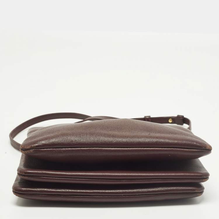 Pre Owned Celine Trio Small Burgundy Leather Crossbody Bag