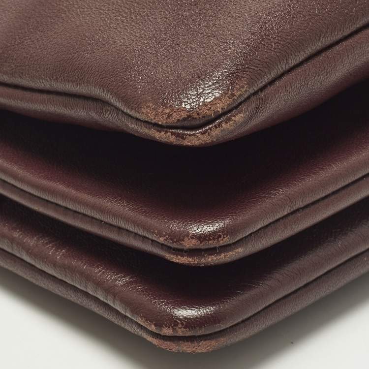 Pre Owned Celine Trio Small Burgundy Leather Crossbody Bag