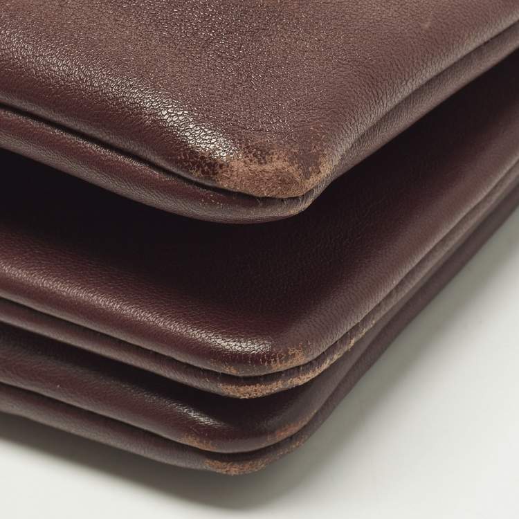 Pre Owned Celine Trio Small Burgundy Leather Crossbody Bag