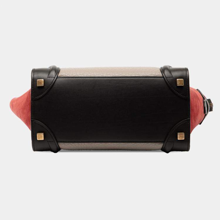 Pre Owned Celine Brown Micro Tricolor Leather Luggage Tote