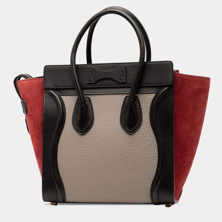 Pre Owned Celine Brown Micro Tricolor Leather Luggage Tote