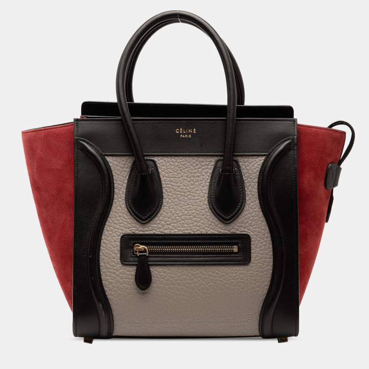 Pre Owned Celine Brown Micro Tricolor Leather Luggage Tote