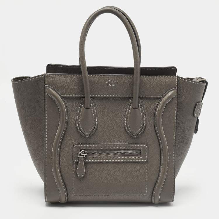 Pre Owned Celine Luggage Micro Grey Leather Tote