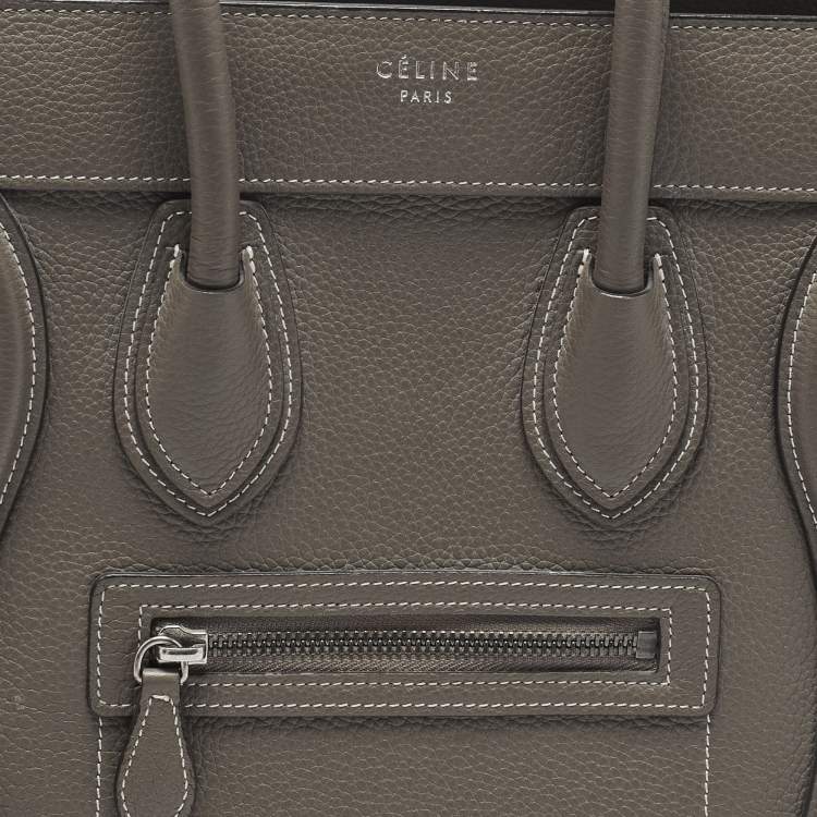 Pre Owned Celine Luggage Micro Grey Leather Tote