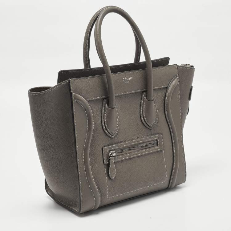 Pre Owned Celine Luggage Micro Grey Leather Tote