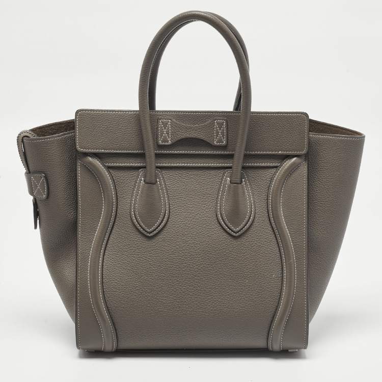 Pre Owned Celine Luggage Micro Grey Leather Tote