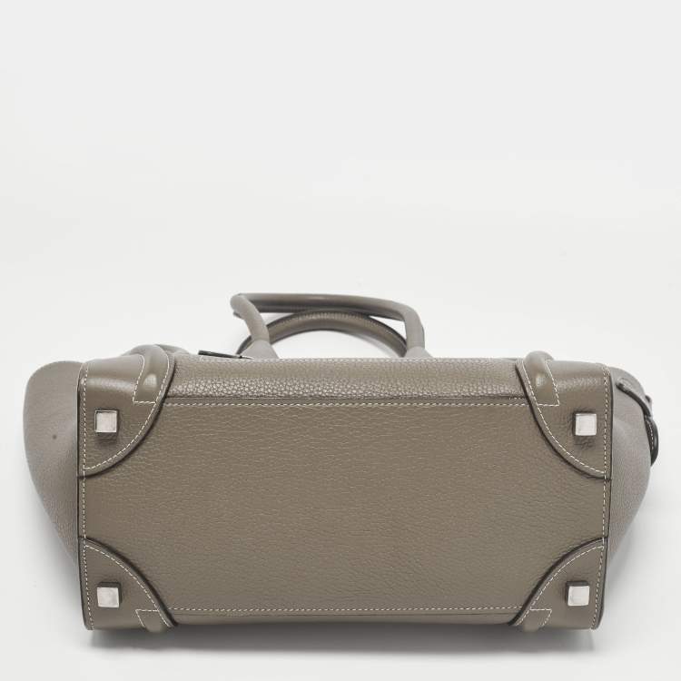 Pre Owned Celine Luggage Micro Grey Leather Tote