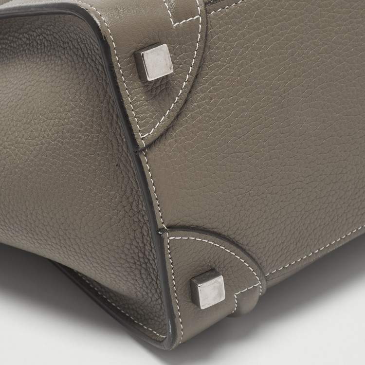 Pre Owned Celine Luggage Micro Grey Leather Tote
