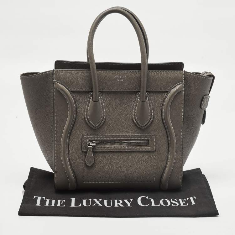 Pre Owned Celine Luggage Micro Grey Leather Tote