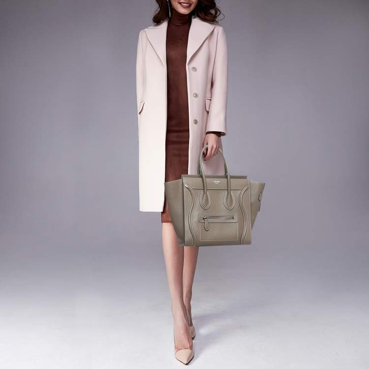 Pre Owned Celine Luggage Micro Grey Leather Tote