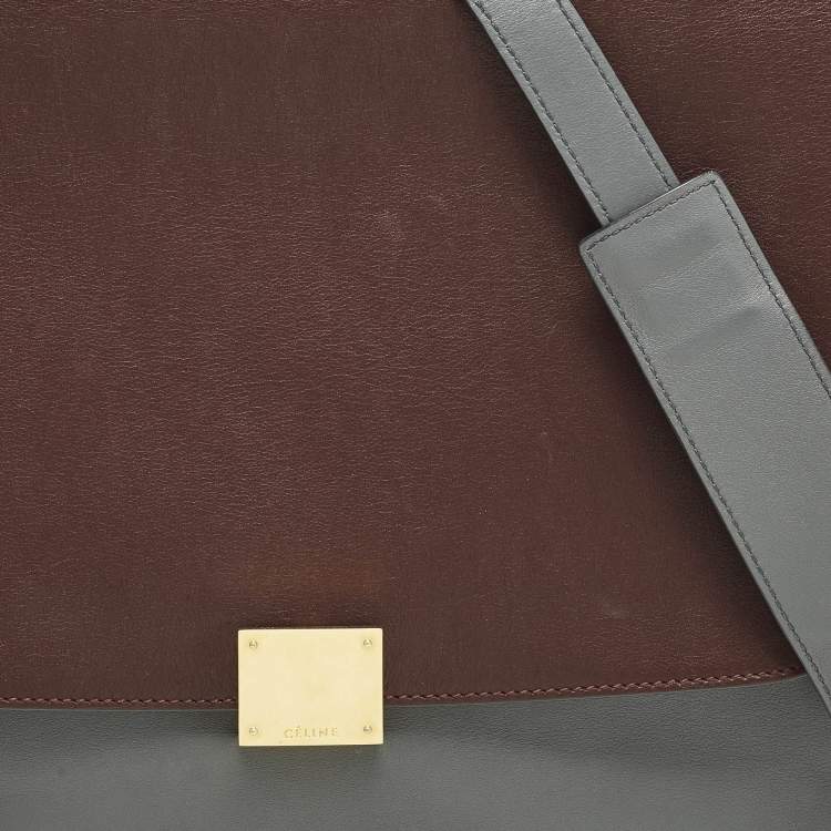 Pre Owned Celine Tricolor Leather and Suede Medium Trapeze Top Handle Bag