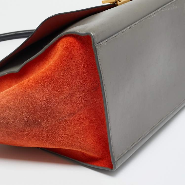 Pre Owned Celine Trapeze Large Tricolor Leather and Suede Top Handle Bag