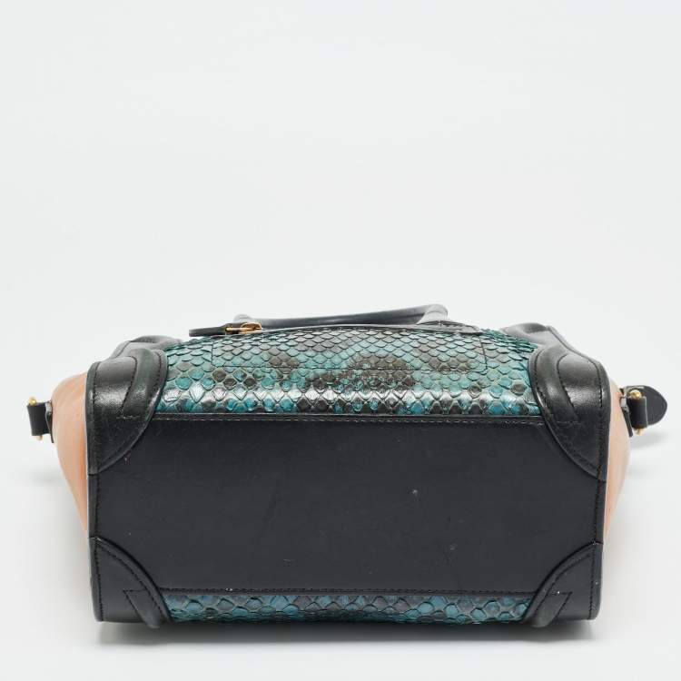 Pre Owned Celine Luggage Nano Tricolor Python and Leather Tote