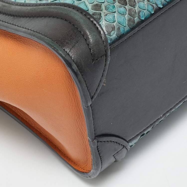 Pre Owned Celine Luggage Nano Tricolor Python and Leather Tote