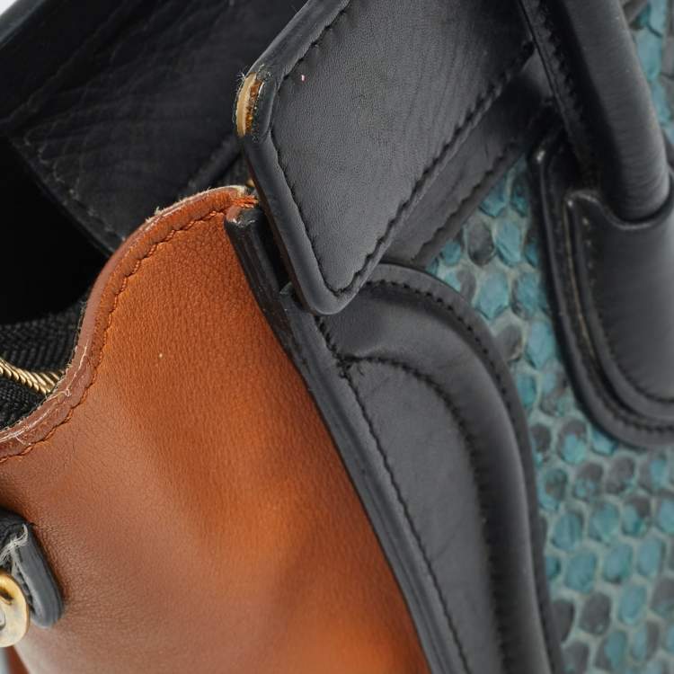 Pre Owned Celine Luggage Nano Tricolor Python and Leather Tote