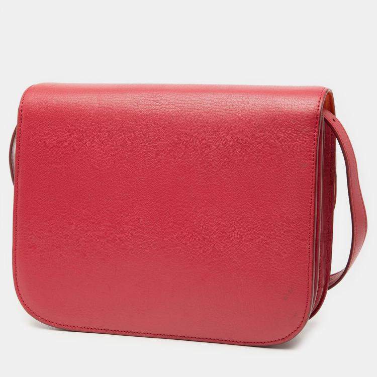 Pre Owned Celine Red Medium Calfskin Classic Box