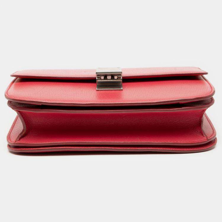 Pre Owned Celine Red Medium Calfskin Classic Box