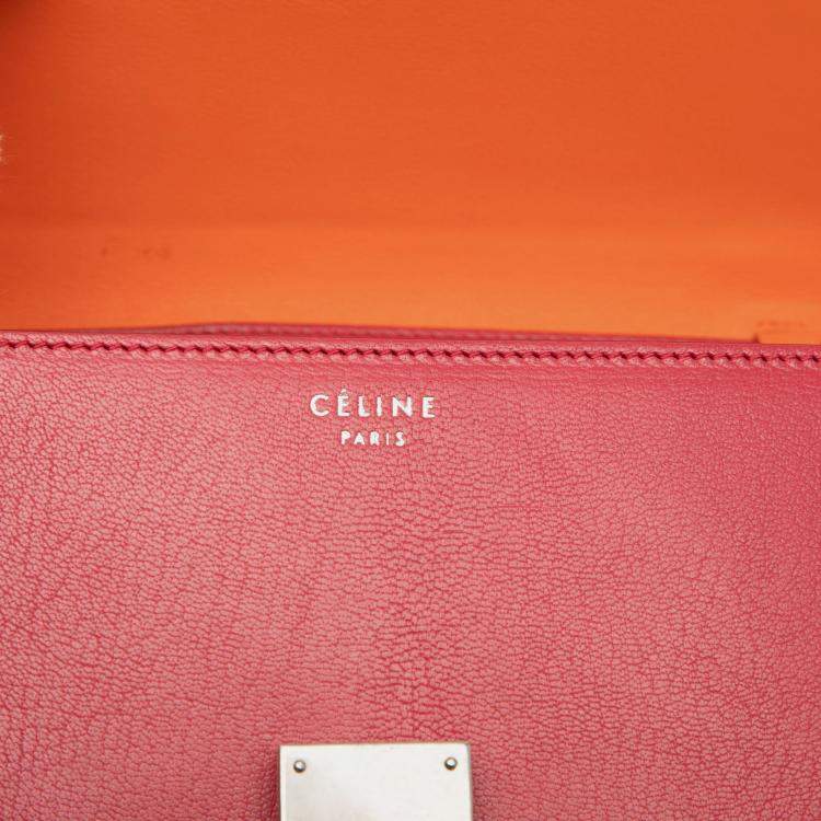 Pre Owned Celine Red Medium Calfskin Classic Box