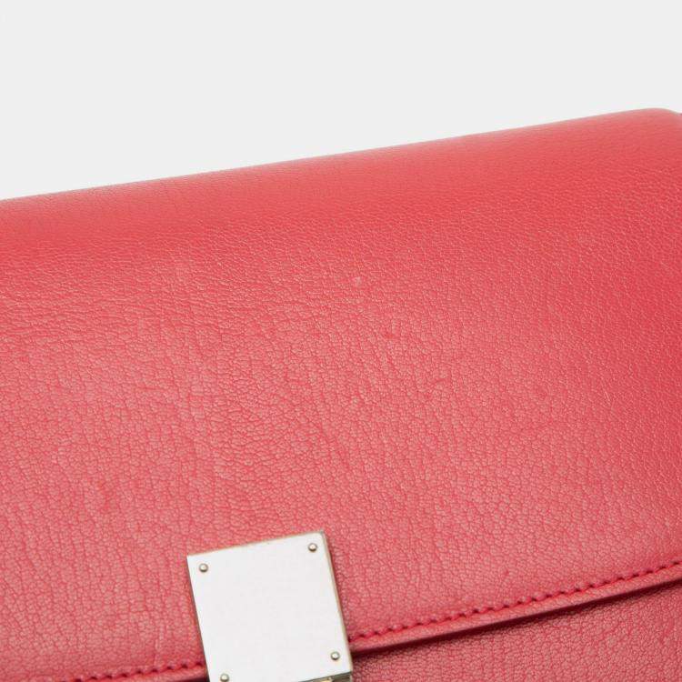 Pre Owned Celine Red Medium Calfskin Classic Box